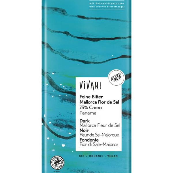 Vivani chocolate negro panamá 75 %con flor de sal de mallorca 